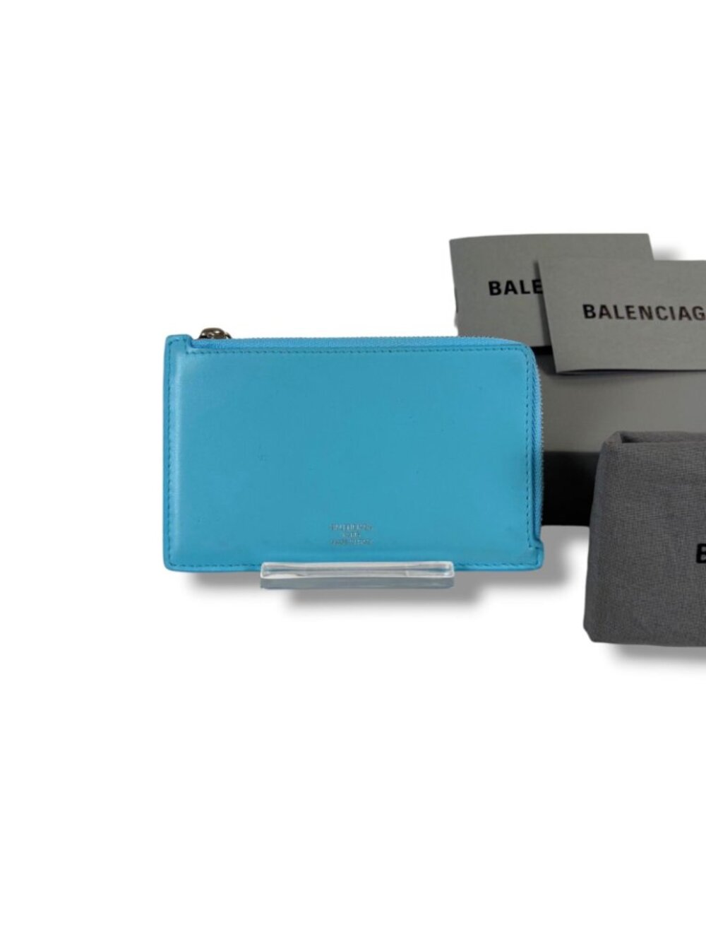 Balenciaga Envelope Fragment Case Coin Card Holder Light Blue Leather - Picture 13 of 13